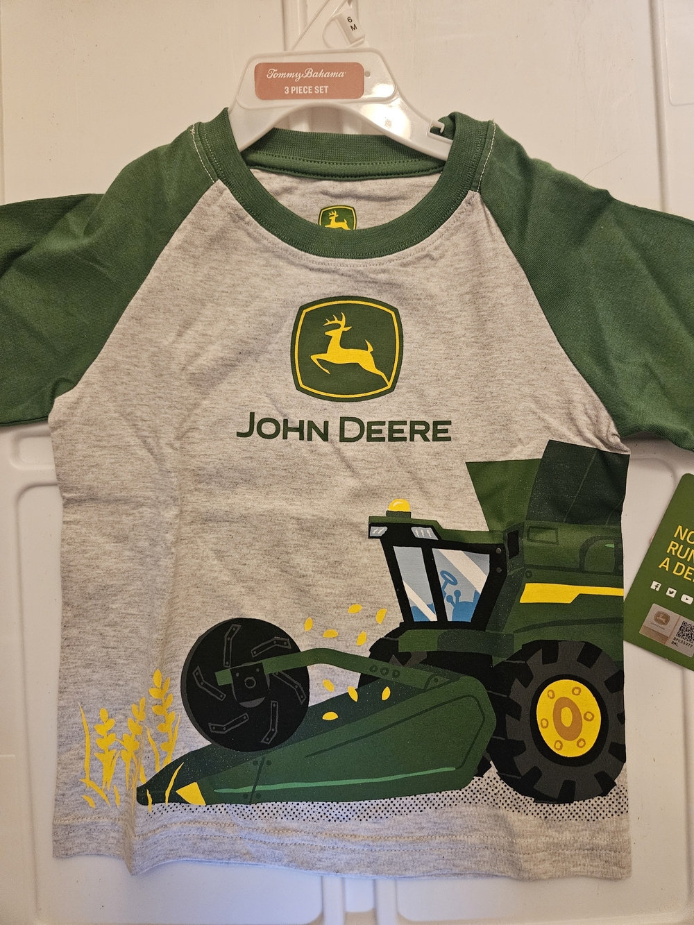 John Deere Combine Green and Grey Short Sleeve Graphic Tee Toddler 2T NEW